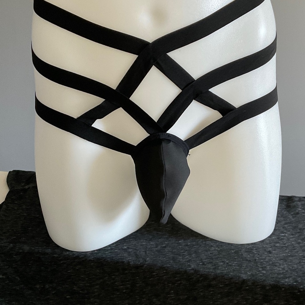 Men's Black Strappy Briefs